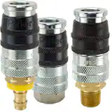 派克E-z-mate 系列快換陰接頭，扭轉(zhuǎn)開關(guān)空氣流通，符合 ISO 4414 排氣要求