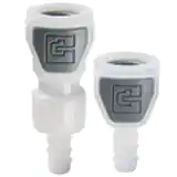 派克PPA系列快換陰接頭-獨(dú)特按鈕(塑料按鈕)設(shè)計(jì)，使用熱塑材料(乙縮醛及不銹鋼),承壓從真空至120psi